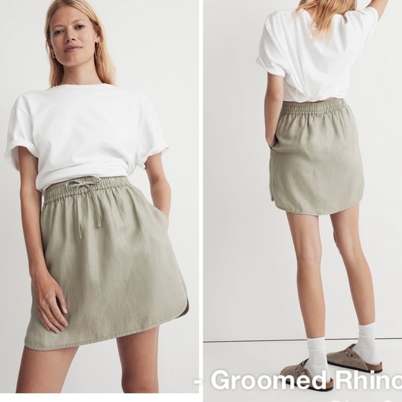 Madewell Linen Blend Curved Hem Mini Skirt Size 4X - Picture 1 of 7